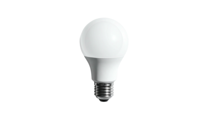 Illuminated LED bulb on a black backdrop, focus sharp