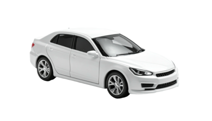 White sedan car, isolated, facing left on a black background