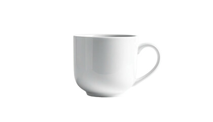 Simple, clean, white ceramic mug with a handle, isolated on black