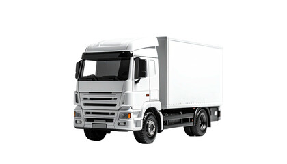 White box truck, angled view, isolated against a black backdrop