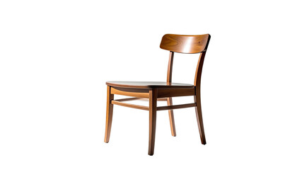 Wooden chair against black backdrop, spotlight accentuating it