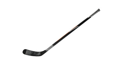 Angled hockey stick with black blade isolated on black background