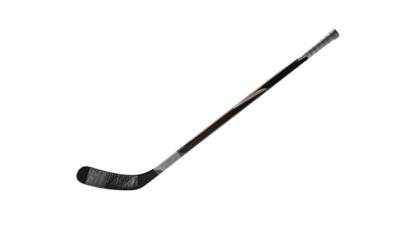 Angled hockey stick with black blade isolated on black background