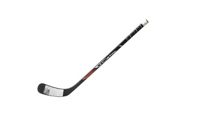 Isolated hockey stick, taped blade, black and brown details