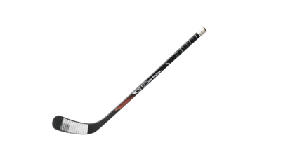 Isolated hockey stick, taped blade, black and brown details