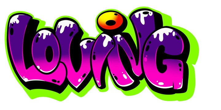 Graffiti Loving, Letter Loving with a cool, simple graffiti pattern, and bright colors, suitable for designs expressing feelings
