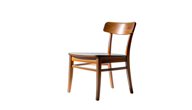 Wooden chair against black backdrop, spotlight accentuating it