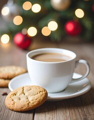 Fototapeta premium Coffee and Cookies in a Christmas Setting