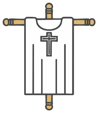 Religious Processional Banner Gonfalon with Christian Cross Symbol Vector Illustration