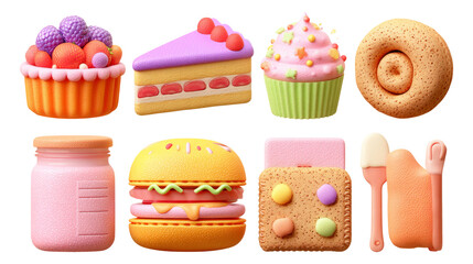 Colorful Sweet Treats Collection of Isolated Desserts and Snacks on Transparent Background