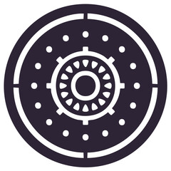 Fototapeta premium Dark Vector Mechanical Gear Wheel or Brake Disc Icon Graphic Illustration