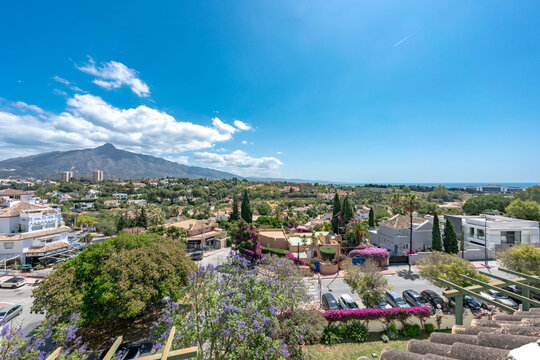 Panoramic View of Marbella and La Concha Mountain along the mediterranean 