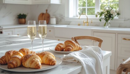 Celebrate Sunday brunch with champagne and croissants