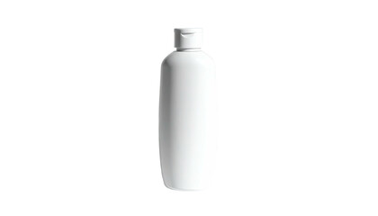 White plastic bottle with flip-top, centered on a black backdrop