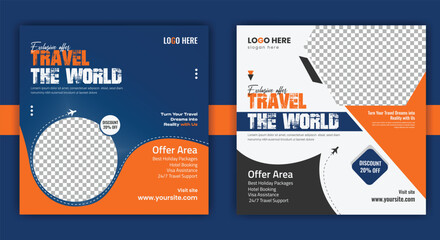 Travel Deals Announcement Post for Summer Escape and Tropical Vacation Offer Creative Web Banner