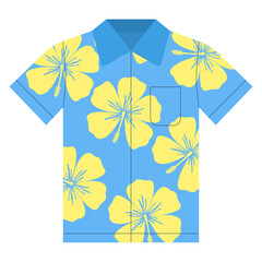 Vector illustration of a beach shirt with hibiscus pattern