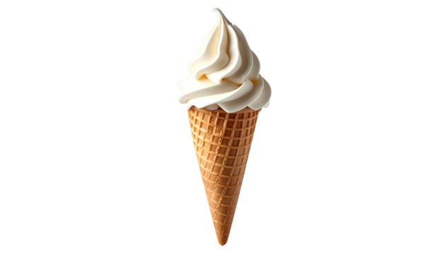 Swirl of soft serve in a classic waffle cone
