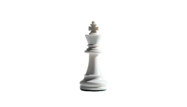 White chess king piece, centered, stands on a dark background