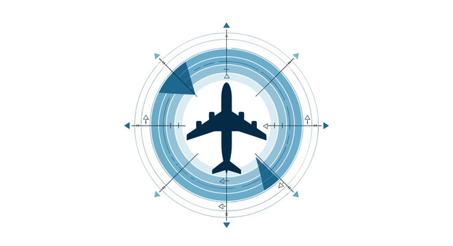 Airplane Navigation Compass Modern Travel and Technology Icon.
