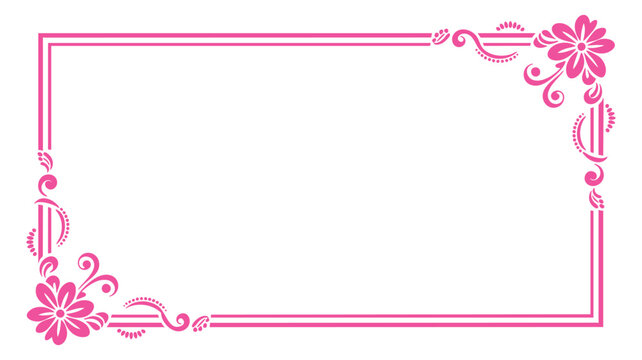 Pink ornate floral border frame