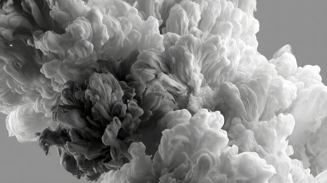 Abstract black white ink cloud swirling dynamic fluid - Powered by Adobe