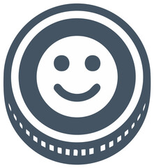 Fototapeta premium Happy Coin Icon with Smile Face Symbol
