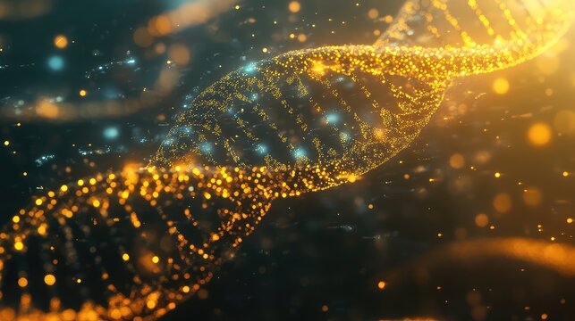 Glowing dna double helix representing genetics and science - Powered by Adobe