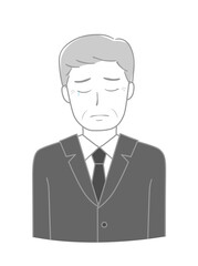 悲しむ喪服のシニア男性