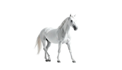 Obraz premium White horse standing, isolated on black background