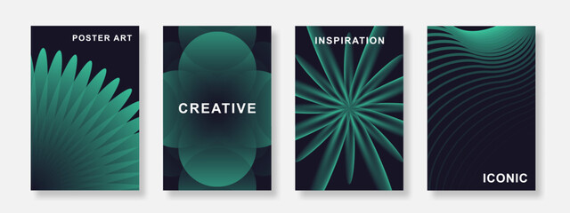 Modern gradient poster background set. Creative cover template with geometric shape design. Suitable for banner, flyer, brochure, social media. Vector