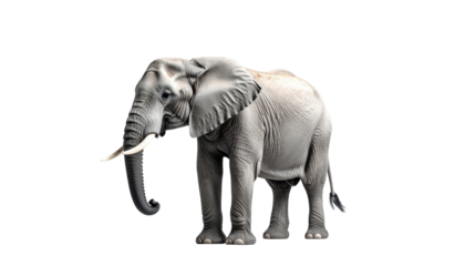 Large gray elephant stands against a solid black backdrop