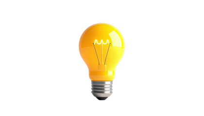 Illuminated yellow light bulb shining brightly on a black backdrop