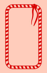 Red Christmas frame with ribbon. Design for greeting card, invitation, poster and packaging print. Vector