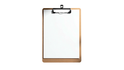 Clipboard holds blank white sheet against stark black background