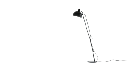 Articulating black desk lamp with springs isolated on black
