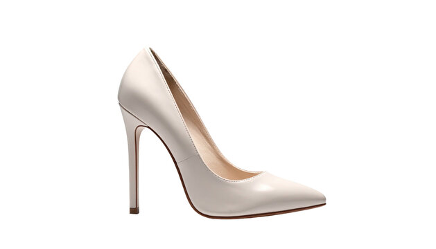 Cream-colored pointed-toe stiletto heel on a black background
