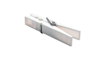 White plastic clothespin angled on black background