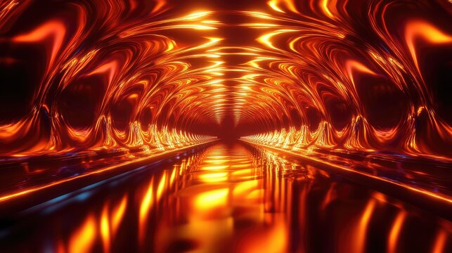 Abstract glowing tunnel creating fiery lava illusion - Powered by Adobe