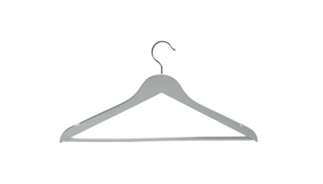 Isolated grey coat hanger with a metal hook on a black background