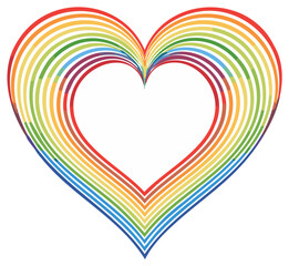 Rainbow Heart Illustration Love Symbol LGBTQ Support Gay Pride Colors