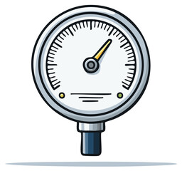 Cartoon illustration of a gauge measuring pressure, with a needle showing the current reading