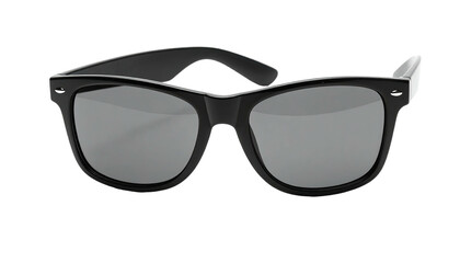Fototapeta premium Classic black sunglasses with grey lenses, isolated on black