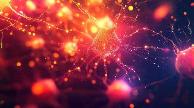 Neurons firing sending electrical impulses through brain