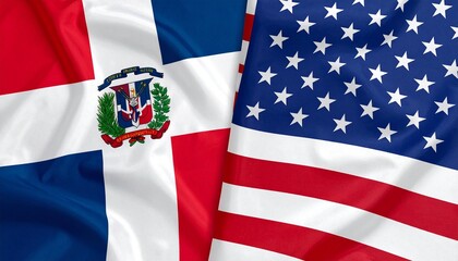 Dominican Republic and US flags side by side.