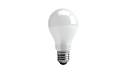 Isolated white light bulb on black background