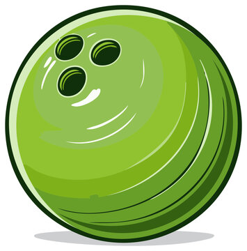 Vibrant Green Bowling Ball with Three Finger Holes Ready for Rolling Down the Lane