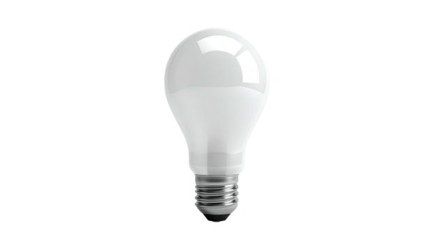 Isolated white light bulb on black background