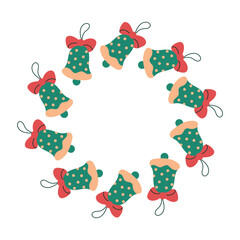 Christmas New Year wreaths boarder round frames of bell toys