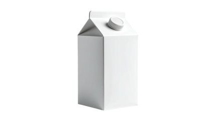 Plain white carton with gable top and white cap, isolated