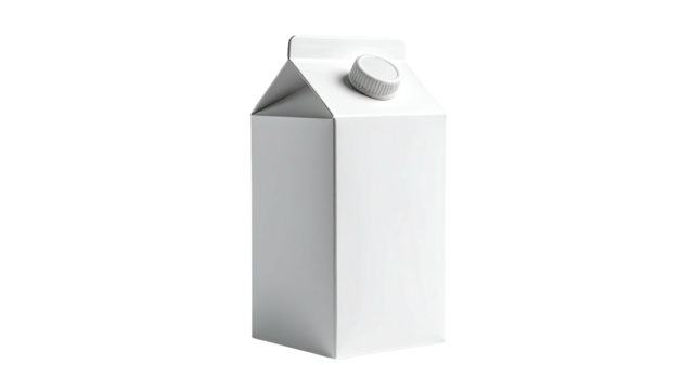 Plain white carton with gable top and white cap, isolated